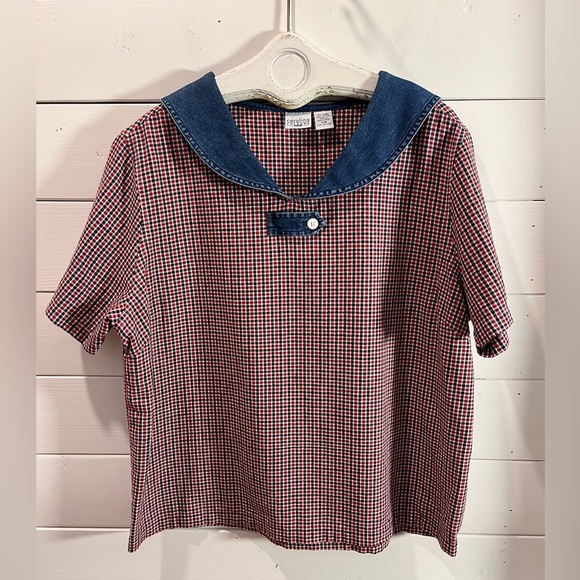 ❤️CAROLINA COLOURS Plus – Vintage Plaid Sailor Top – Size 20W - Picture 7 of 9